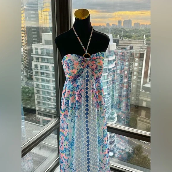 🆕 LILLY PULITZER 🧿 NWOT Viv Maxi Dress, Multi Hidden Treasures - Sz US 6 - Picture 4 of 16